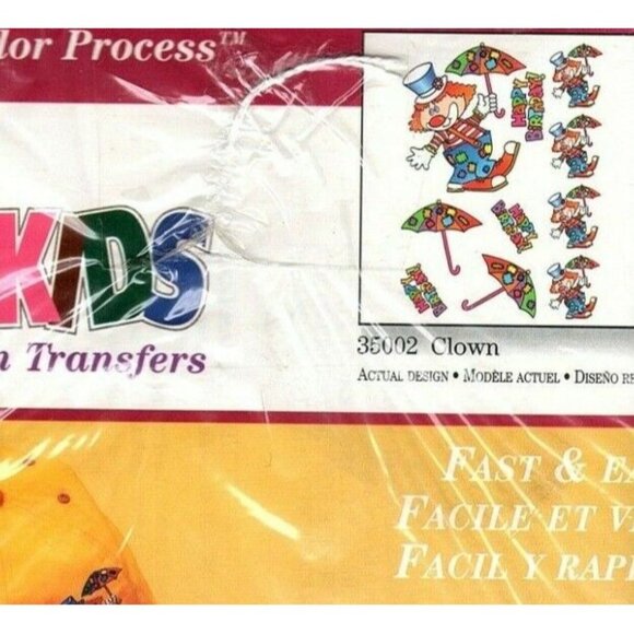 Iron-Ons Just For Kids 35002 Clown Design Transfers Accu-Color Process - Picture 2 of 2